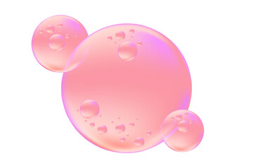 Serum pink gel texture isolated on transparent background. Moisturizer serum drop. Liquid gel with bubbles. Beauty treatment element. Hyaluronic acid or collagen solution.