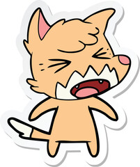sticker of a angry cartoon fox