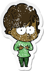 distressed sticker of a cartoon woman