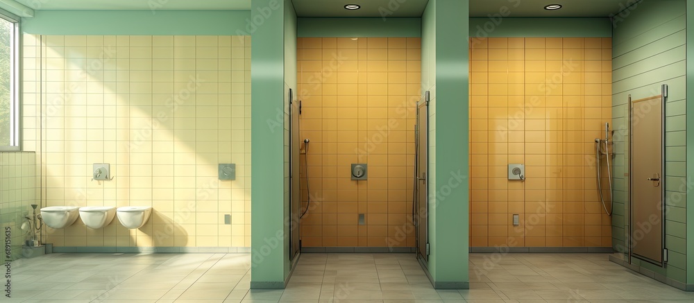 Poster Apartment complex public showers Copy space image Place for adding text or design