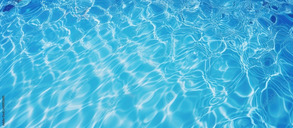 Poster Bird s eye view of pool with rippling blue water Copy space image Place for adding text or design