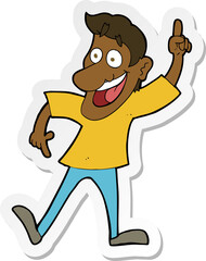 sticker of a cartoon man with great idea