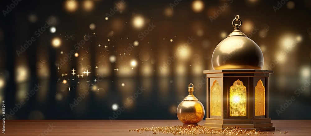 Poster islamic new year concept with blank area copy space image place for adding text or design