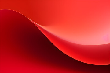Abstract freeform curved red or light crimson. Smooth, flowing wrinkled fabric pattern. Copy space. Soft Focus. Glossy surface reflects light or reflection.