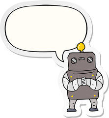 cartoon robot with speech bubble sticker