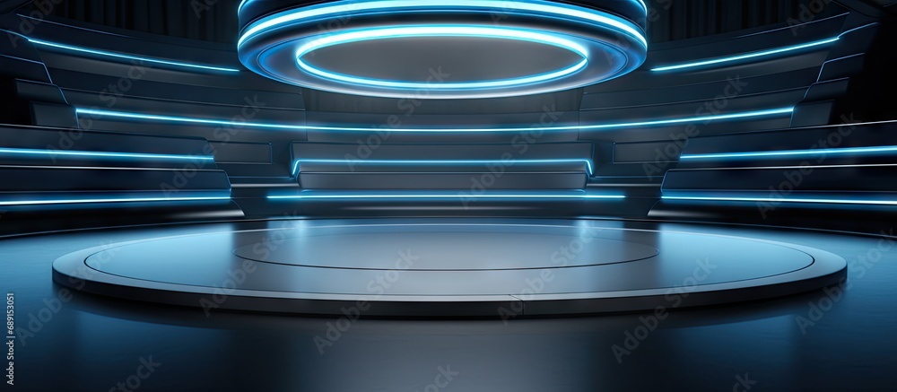 Aufkleber Futuristic interior concept display for product 3D rendering Copy space image Place for adding text or design