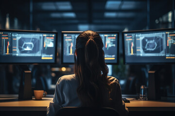 Generative AI portrait of cyberpunk system administrator programmer hacker person