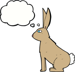 cartoon rabbit with thought bubble