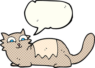 freehand drawn comic book speech bubble cartoon cat