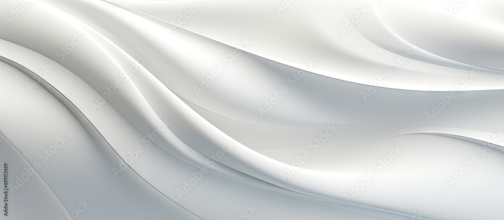 Aufkleber Minimalistic 3D illustration of a white abstract wave background Copy space image Place for adding text or design