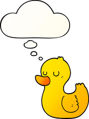 cartoon duck with thought bubble in smooth gradient style