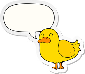 cartoon duck with speech bubble sticker