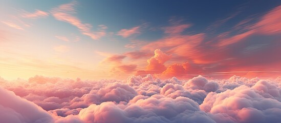 Gorgeous sunset with pink clouds on a colorful cloudy sky Copy space image Place for adding text or design - Powered by Adobe