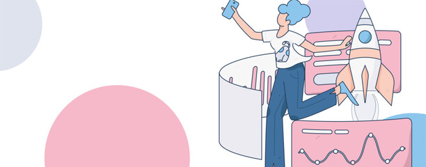 Business People Flat Vector Concept Operation Hand Drawn Illustration
