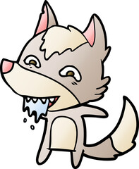 cartoon hungry wolf