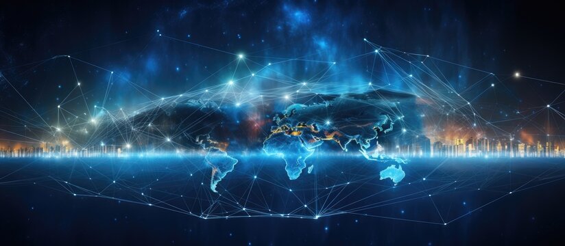 Futuristic map symbolizes global connectivity Copy space image Place for adding text or design