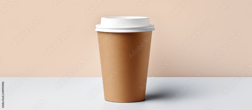 Aufkleber mockup collection of coffee packaging templates in medium sized take away craft cups isolated on a w