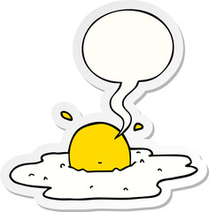 cartoon fried egg with speech bubble sticker