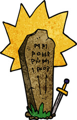 cartoon doodle of a heros grave