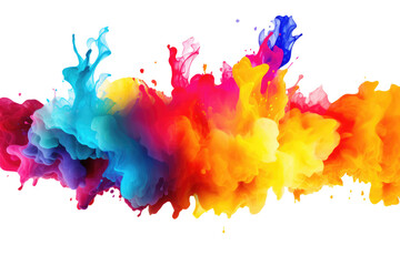 Vivid Holi Paint Splash: Ai-Generated Transparency With White Background, Png. - obrazy, fototapety, plakaty