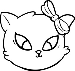 cute cartoon cat with bow