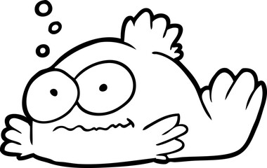 funny line drawing of a goldfish