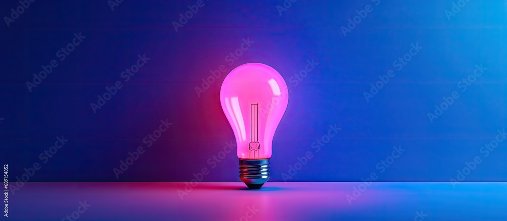 Aufkleber blue led smart bulb with multicolor backdrop for your design top view trendy neon backlight copy spa