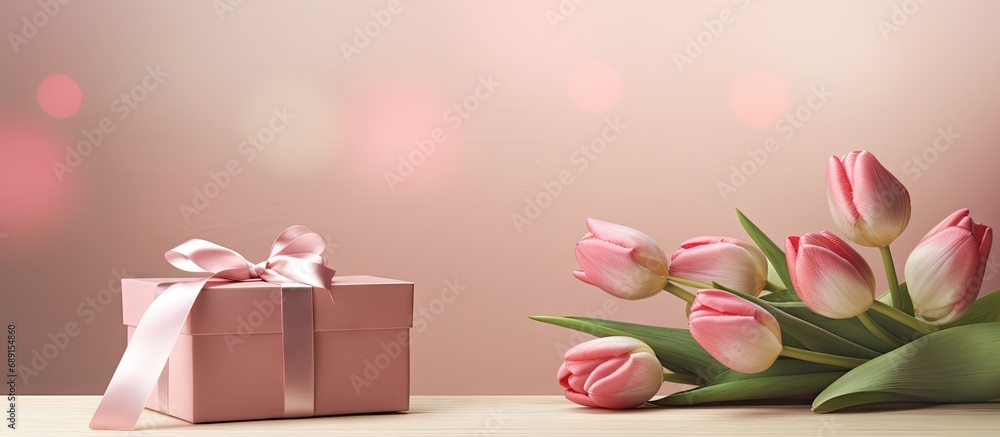 Aufkleber Concept image of a gift box with flowers for various occasions Copy space image Place for adding text or design