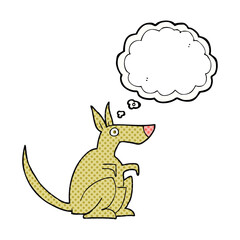 freehand drawn thought bubble cartoon kangaroo