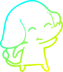 cold gradient line drawing of a cute cartoon elephant