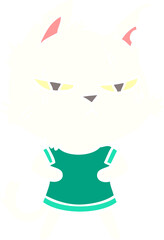 tough flat color style cartoon cat