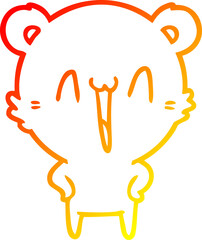 warm gradient line drawing of a happy polar bear cartoon