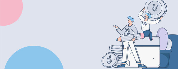 Obraz premium Business People Flat Vector Concept Operation Hand Drawn Illustration 