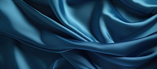 Luxurious blue silk satin backdrop with space for text design Web banner Top view table for special occasions Copy space image Place for adding text or design