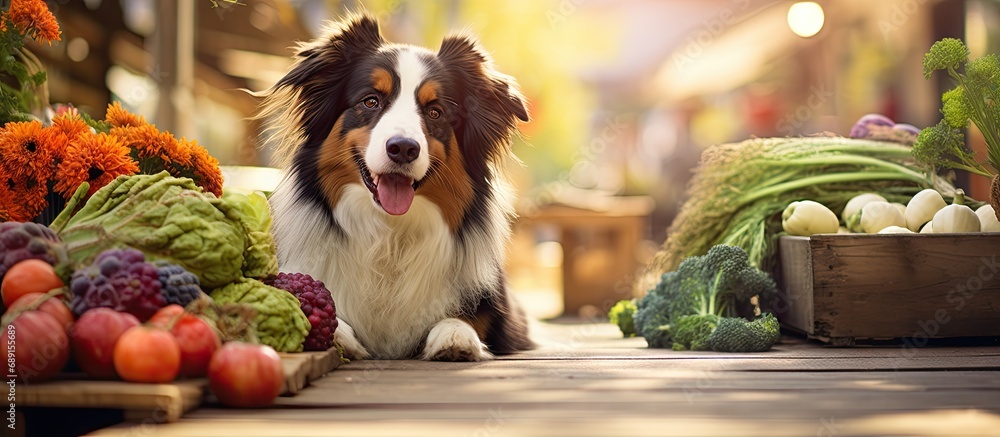 Poster Joyful canine at the Market Copy space image Place for adding text or design