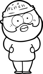 Fototapeta premium cartoon surprised bearded man