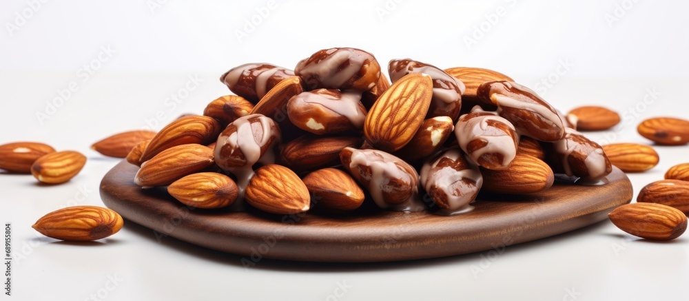 Aufkleber handcrafted sweet treats with toffee caramel chocolate almonds and salt on a white table perfect gif