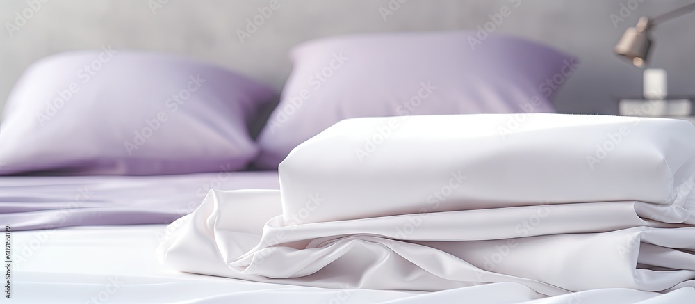 Poster industrial laundry providing cleaning and ironing service for hotels clinics and companies with fold
