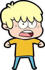 worried cartoon boy