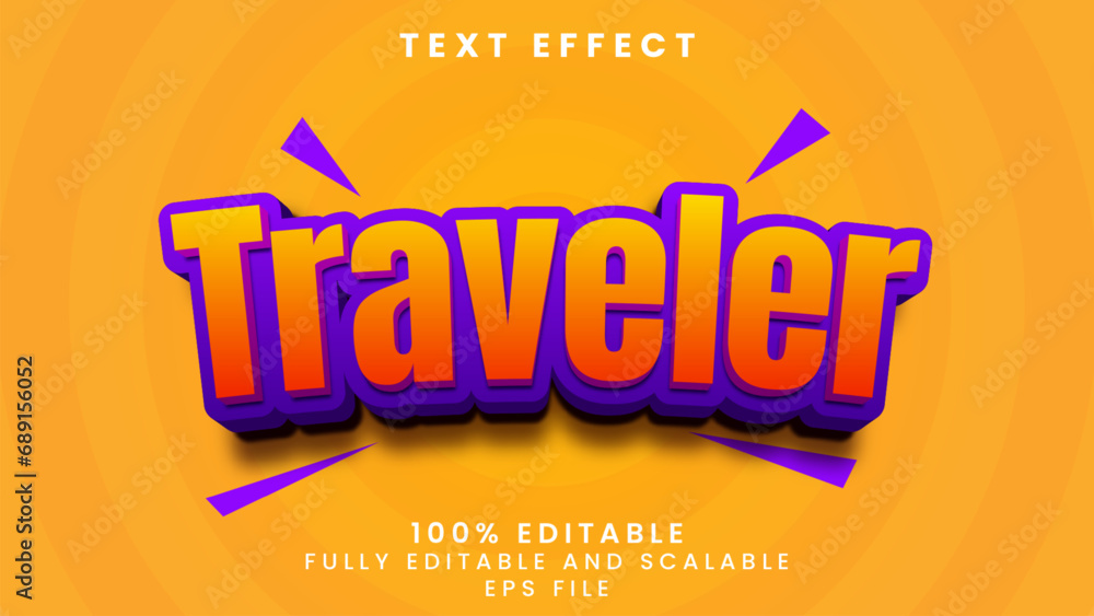 Wall mural traveler editable text effect