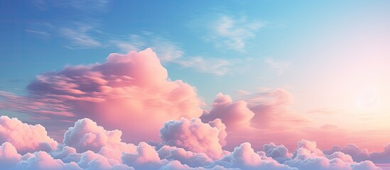 Pastel colored clouds in natural sky at sunrise or sunset Copy space image Place for adding text or design