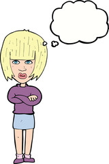 cartoon annoyed woman with thought bubble