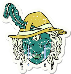 Retro Tattoo Style crying orc bard character