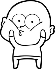 cartoon bald man staring