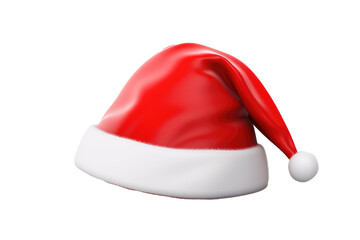 Isolated Santa Claus Red Hat On White Background, Transparent White Background, Png.