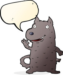 cartoon happy dog with speech bubble