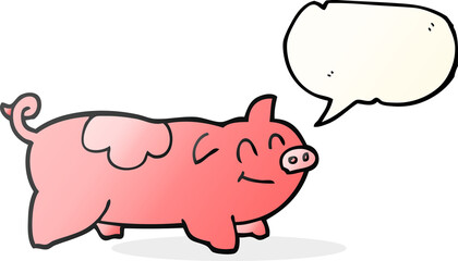 freehand drawn speech bubble cartoon pig