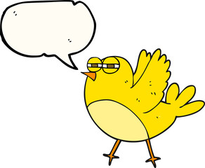 freehand drawn speech bubble cartoon bird