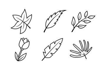 Set Autumn Leaf Lineart isolated on a white background. Design for stickers, logos, web, and mobile apps. Vector - Illustration. 