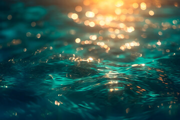 Abstract background. Water and defocused lights. Generative AI